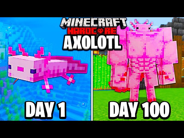 I Survived 100 Days as an AXOLOTL in Hardcore Minecraft...