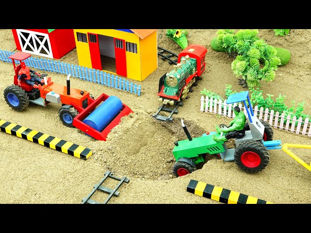 Diy tractor & mini Bulldozer to making concrete road | Construction Vehicles, Road Roller #13