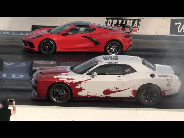 C8 Corvette vs Hellcat Redeye - drag racing
