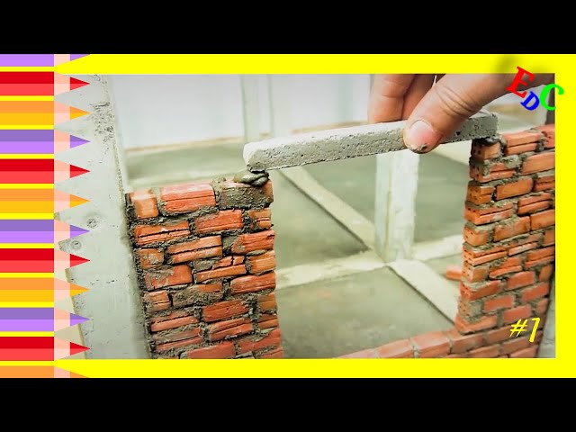 Bricklaying in Mini House Brick Model Building With Concrete Part-1 || Morden Mini House.
