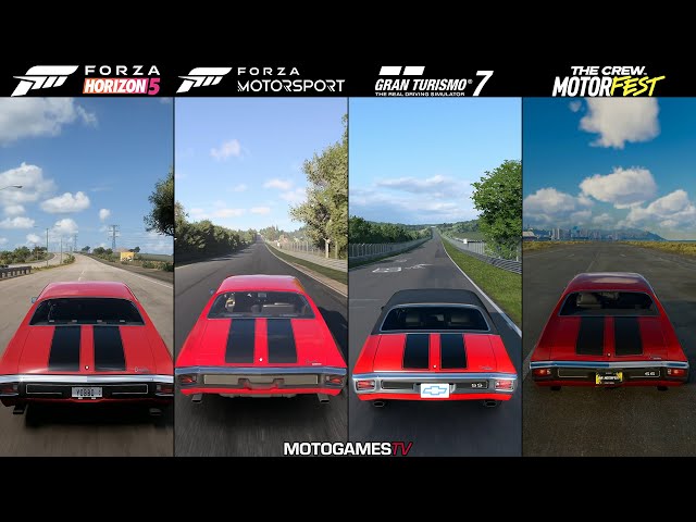 Forza Horizon 5 vs Motorsport vs GT7 vs Motorfest - Chevrolet Chevelle SS 454 Sound Comparison