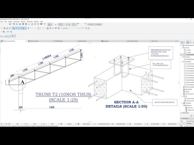 Design RC Column to Truss Connection in ArchiCAD.