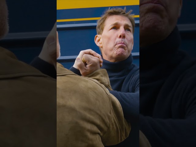 Tom Cruise knife fighting on the roof of a moving train going 60 mph. #missionimpossible