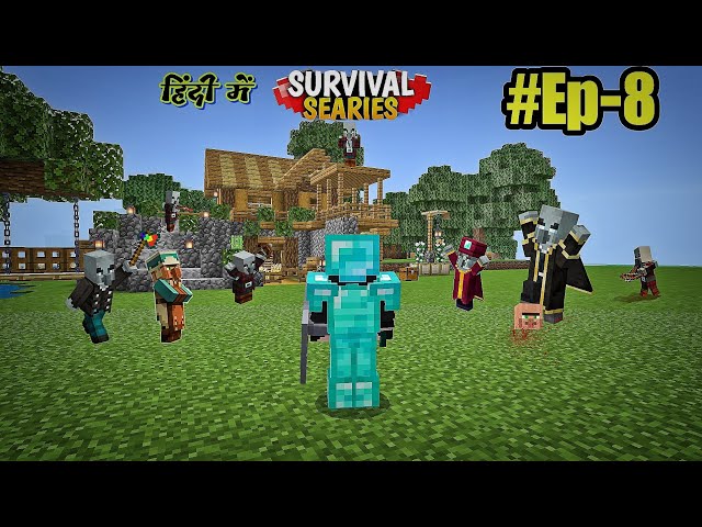 Pillagers RAID IN MY VILLAGE Minecraft pe survival series #Ep-8 #minecraftpe