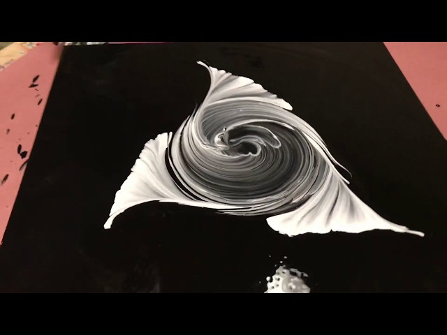 Fluid Painting String Swipe Cheap  Funky Black and White only!! Great Beginners Technique!!