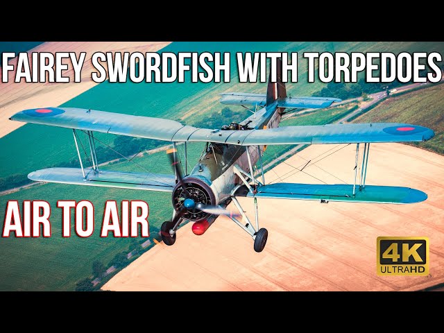 Air to Air of Fairey Swordfish with torpedoes