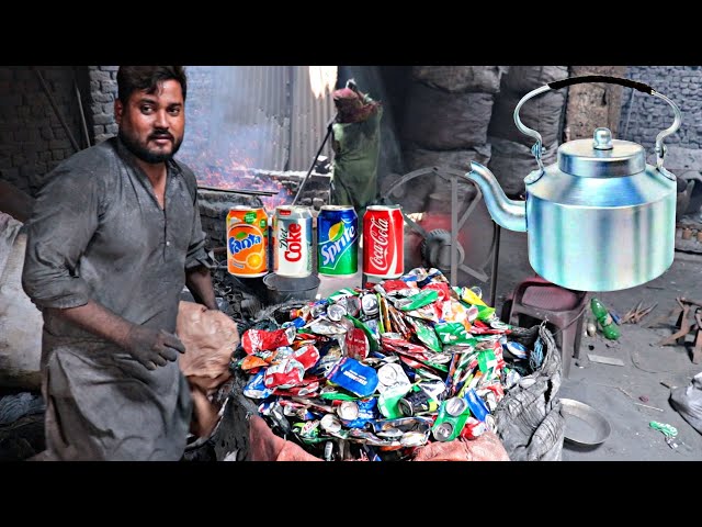 Incredible Process Of making green Tea Kettle From Soda cans Recycling