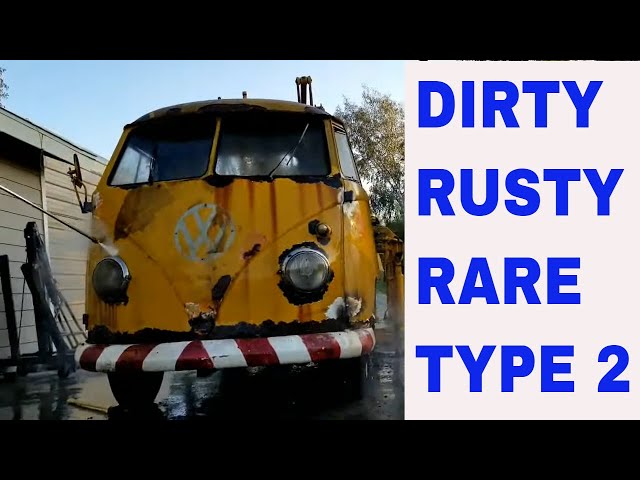 FIrst wash in over 30 years Rare VW singe cab cherry picker rusty vw