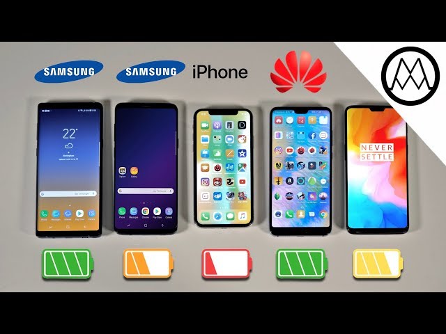 Samsung Note 9 vs S9+ / iPhone X / OnePlus 6 Battery Life DRAIN TEST