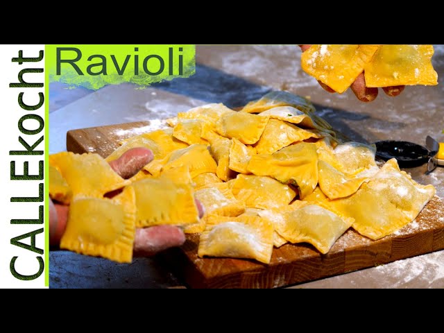 Ravioli selber machen mit Ricotta- Ruccola- Füllung. So geht's. Rezept