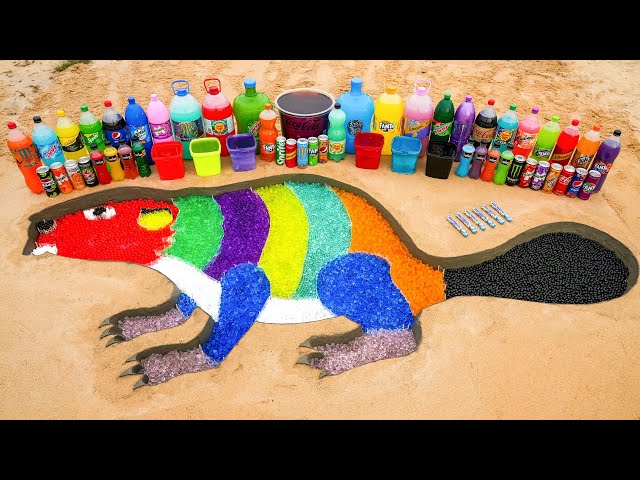 How to make Rainbow American Beaver with Orbeez, Coca Cola bucket, Fanta, Chupa Chups vs Mentos