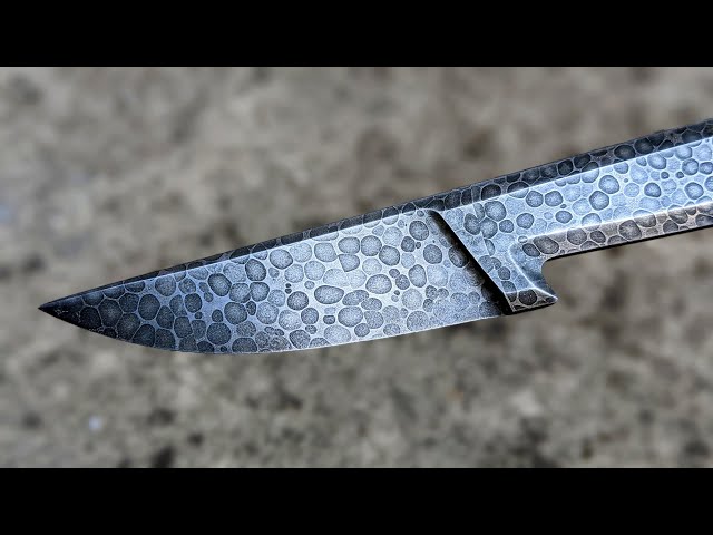 Damascus integral handle knife from bearing balls