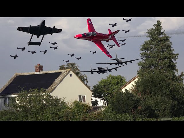 Rarely Seen Vintage Aircraft Flybys Over The Tree Tops at English Airshow Village