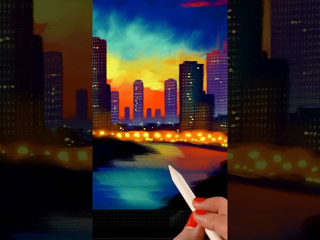 Painterly City on iPad #procreate #howtodrawstepbystep