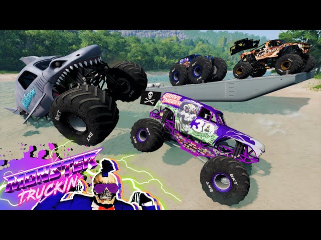 Monster Jam INSANE Racing, Freestyle and High Speed Jumps #17 | BeamNG Drive | Grave Digger