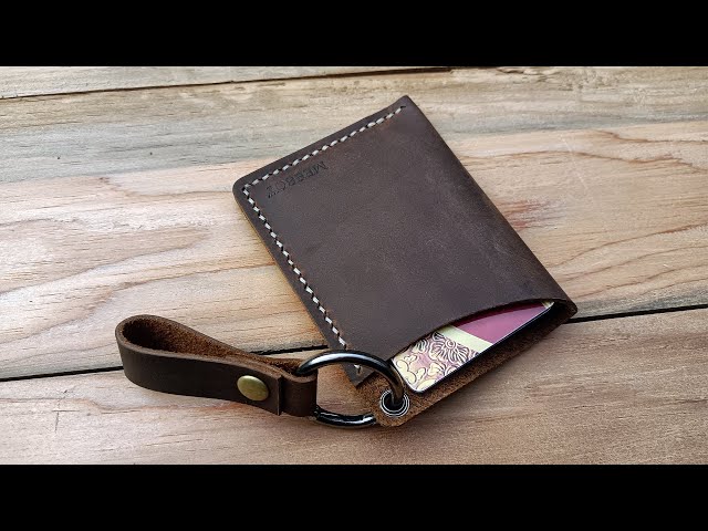 Handmade leather business card holder Front Pocket Card Wallet bank card case Easy to carry