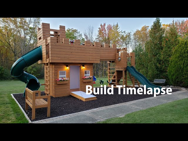 ✅ How to build a Castle Play Structure in 15 mins Timelapse,  Ultimate DIY Swingset!