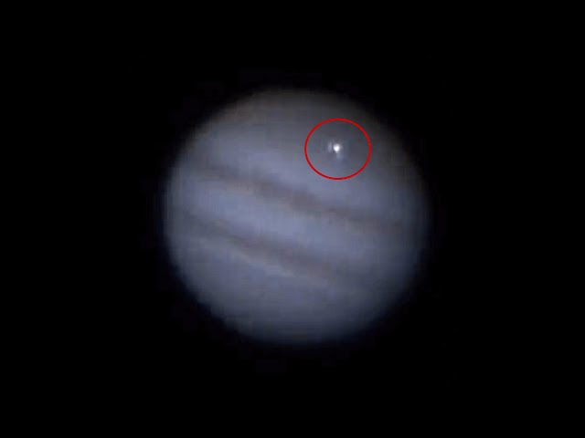 Fiery celestial collision lights up Jupiter's northern hemisphere