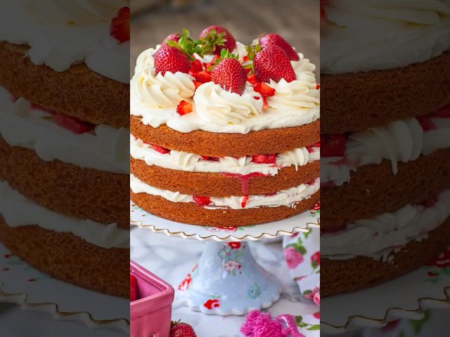 Amazing Strawberry Shortcake Cake for Valentine's Day! #shorts