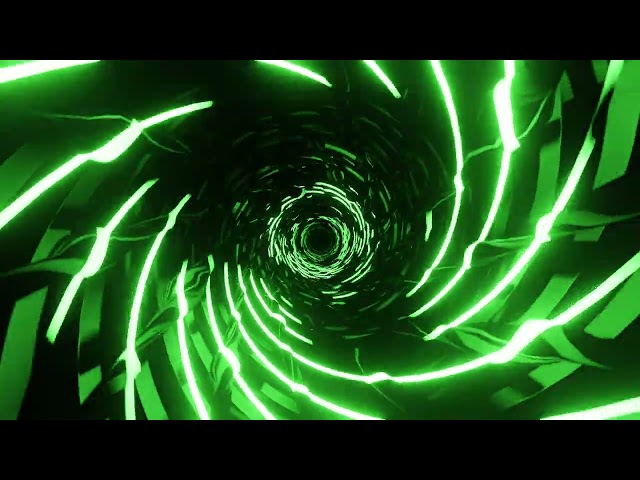 4K VJ Loop. Green tunnel with hypnotic lines. Seamless looped animation