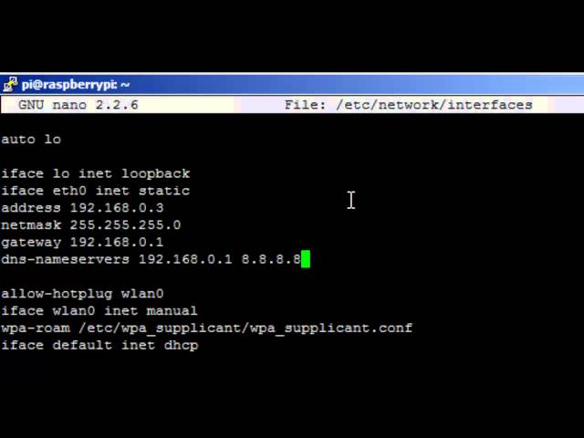 Raspberry Pi Setting a static IP Address
