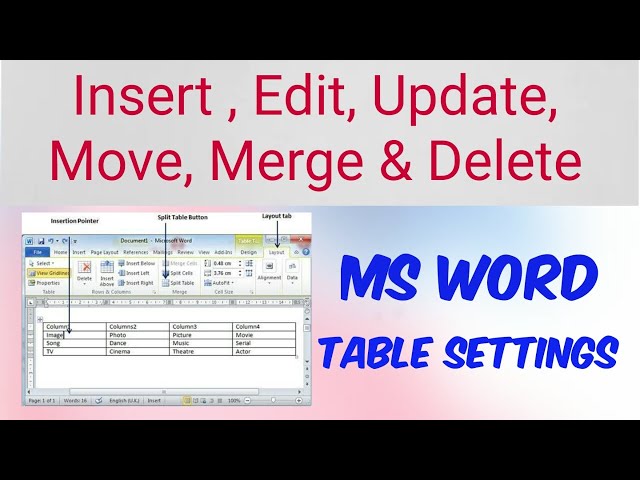MS Word - Insert a Table and Understand Design & Layout Tab