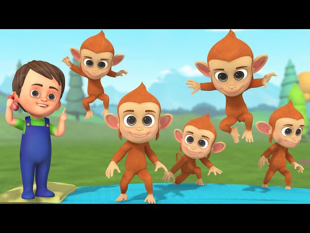 Five Little Monkeys & Wheels On The Bus: Exciting Animal Songs and Nursery Rhymes for Kids
