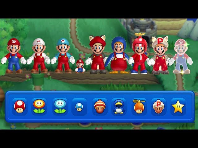 New Super Mario Bros U - All Power-Ups (2 Player)