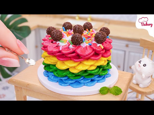 [💕Mini Cake 💕] Making an AI Rainbow Cake Overflowing with Rainbow Layers | Mini Bakery