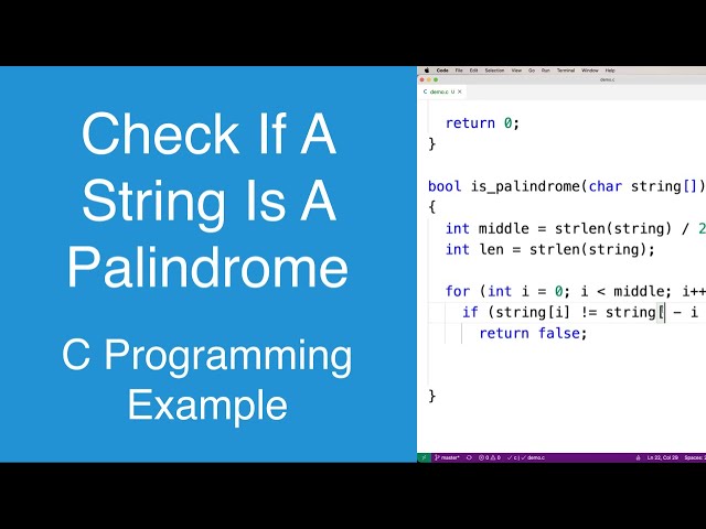 Check If A String Is A Palindrome | C Programming Example