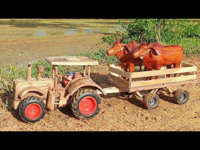 How To Make Mini Tractor From Wood - DIY Wooden Tractor