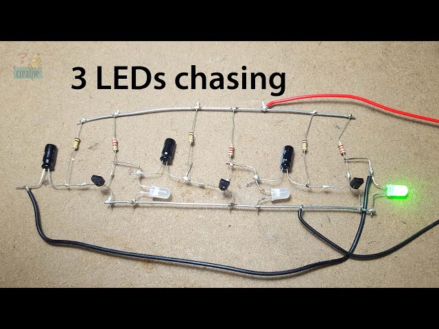 Beautiful effects 3 LED chasing using Transistors