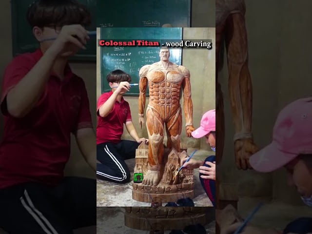 i Carved Colossal TITAN from a big Wood - Attack on Titan #shorts