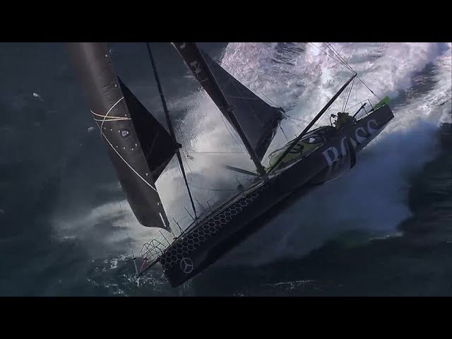 Alex Thomson 33 knots sailing with Paulo Mirpuri in big waves - fast and wild