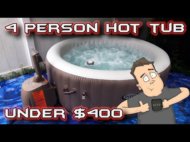 Cheap Portable 4 Person Hot Tub ~$650 Setup, Review & Backyard Theater - @Barnacules