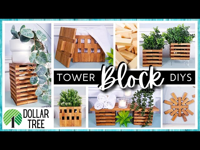 *NEW* DOLLAR TREE DIY Using TUMBLING TOWER BLOCKS | All Wood Home Decor DIYs | Jenga Block Crafts