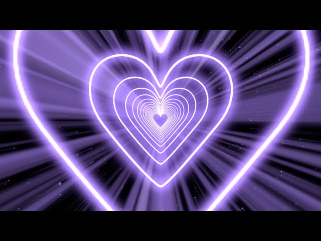 Heart Tunnel Background💜Purple Background | Neon Heart Tunnel Loop | Animated Background-4K