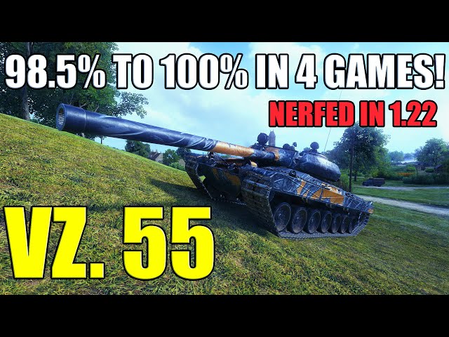 98.5% to 100% MOE in 4 Games in ROW! - Vz. 55 in World of Tanks!