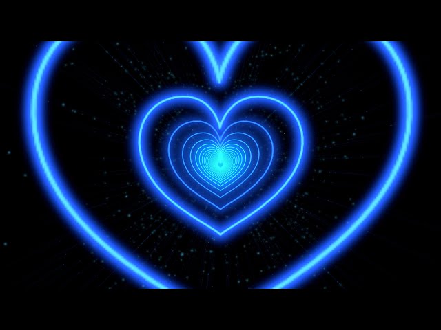 Neon Lights Love Heart Tunnel Background Video 💙 Blue Heart Moving Background Video Loop 4 Hours