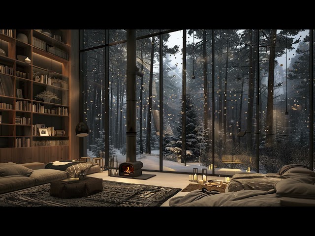 Winter wonderland overcome all chaos - Relaxing Blizzard with Fireplace Crackling fall Asleep