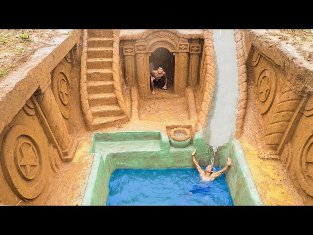 Unbelievable! Build Swimming Pool Water Slide Around The Secret Underground House