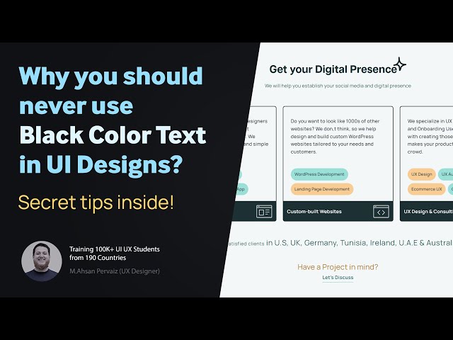 Never use Black Text Color in UI Design - UI Typography Color Secret Tips inside