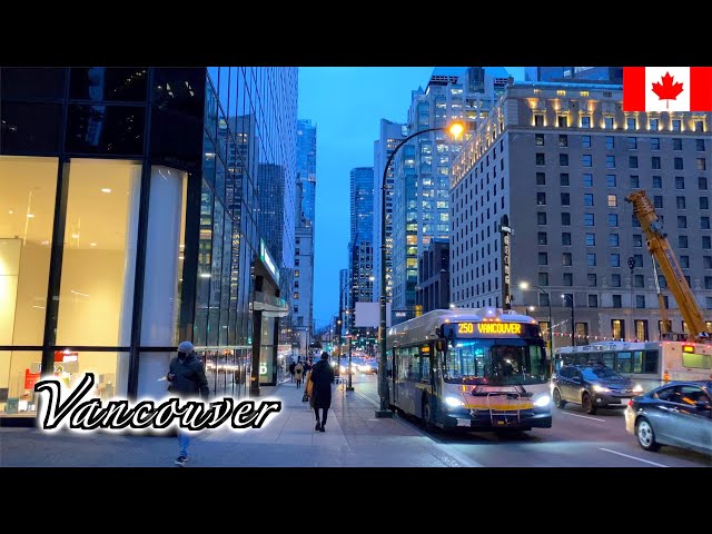 🇨🇦【4K】Vancouver Winter Walk - Downtown Vancouver to Robson Street - (February 2021)