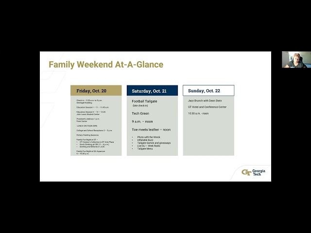 GT Family Weekend 2023 - Know Before You Go Webinar