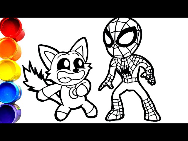 🔴🔴How To Draw Marvel's Spidey and His Amazing Friends - Spidey helping to CATNAP - Poppy Playtime