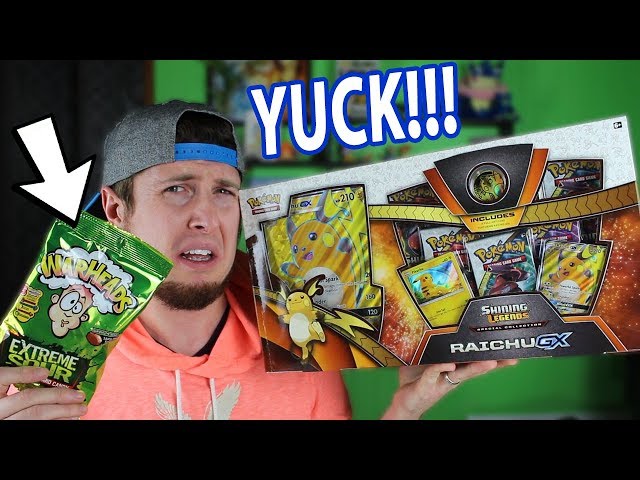 THIS WAS HARD TO DO! SOUR CANDY & POKEMON CARD BOX OPENING, SAME TIME!