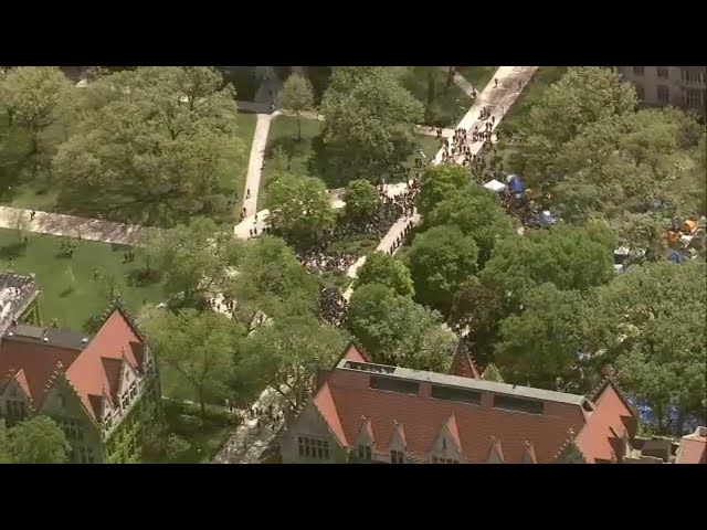 LIVE: Chopper 7 over UChicago protest as president says encampment 'cannot continue'