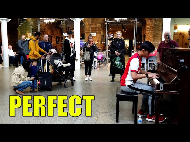 Football Fan Plays Ed Sheeran Perfect on a Piano in Public | Cole Lam