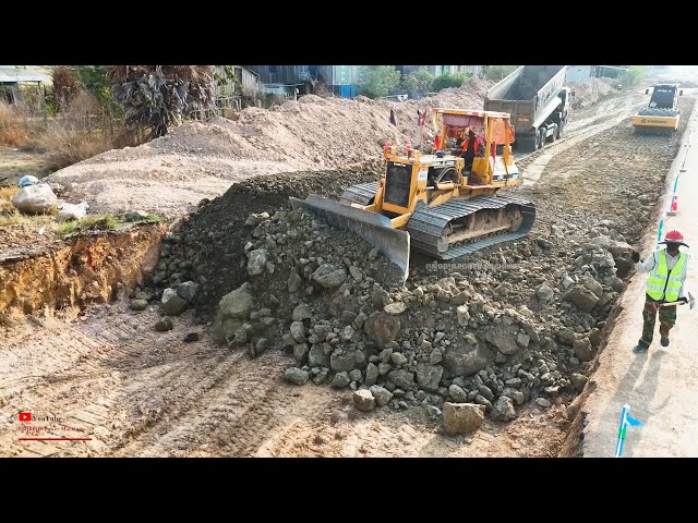 Excellent First Substrate​ Of Building Foundation Road New Installation With KOMATSU Bulldozer Truck