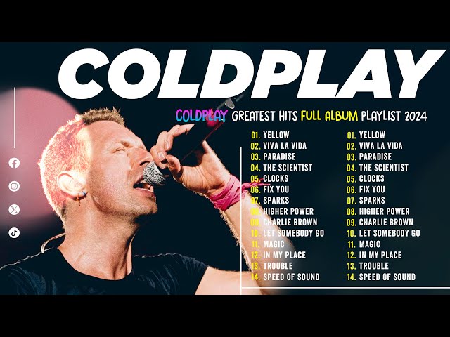 Coldplay Songs Playlist 2024 ~ Yellow, Paradise, Fix You,... #Coldplay Greatest Hits Full Album